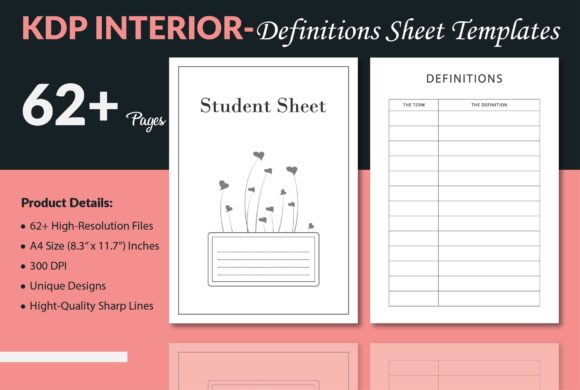 Definitions Sheet Templates for KDP Interior