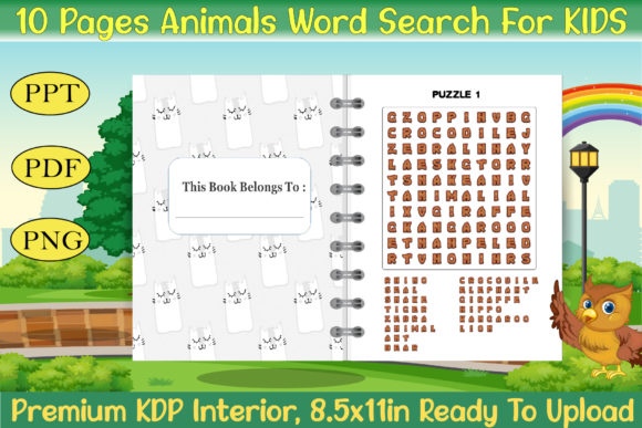 Engaging Kids Word Search Animals Puzzles
