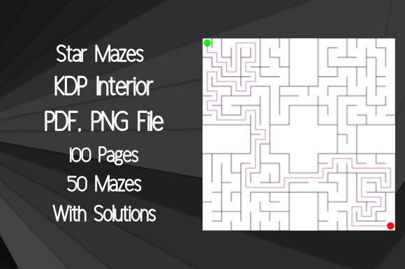 Maze KDP Interior 50 Puzzles: Star Design for Kids