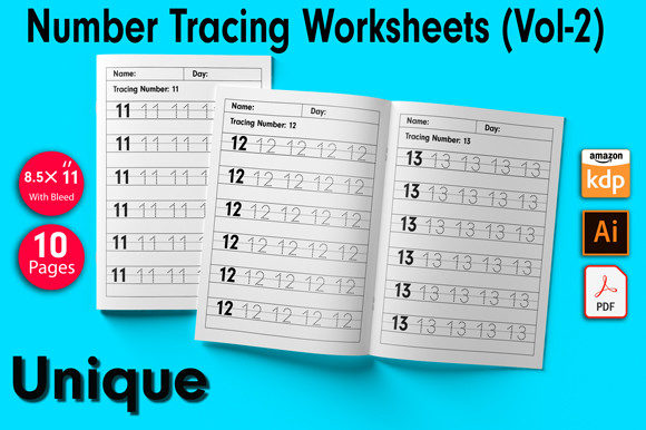 Number Tracing Worksheets Vol-2 Design Assets