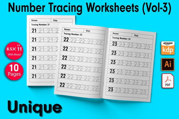 Number Tracing Worksheets Vol-3: Practical Applications for Educators and KDP Publishers
